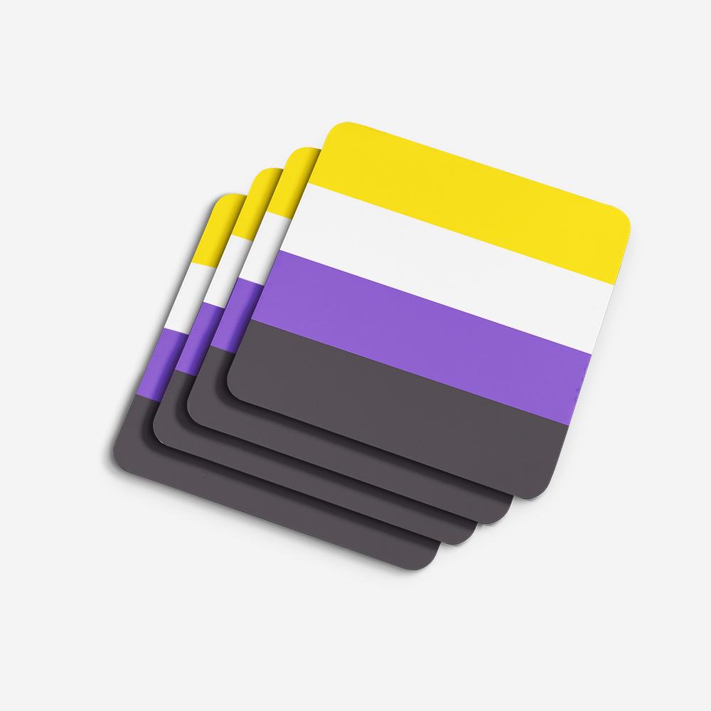 Nonbinary Pride Foam Coasters Set of 4 Cup Coasters for Indoor Outdoor, Tabletop Protection, Anti Slip, Mouse pad Material