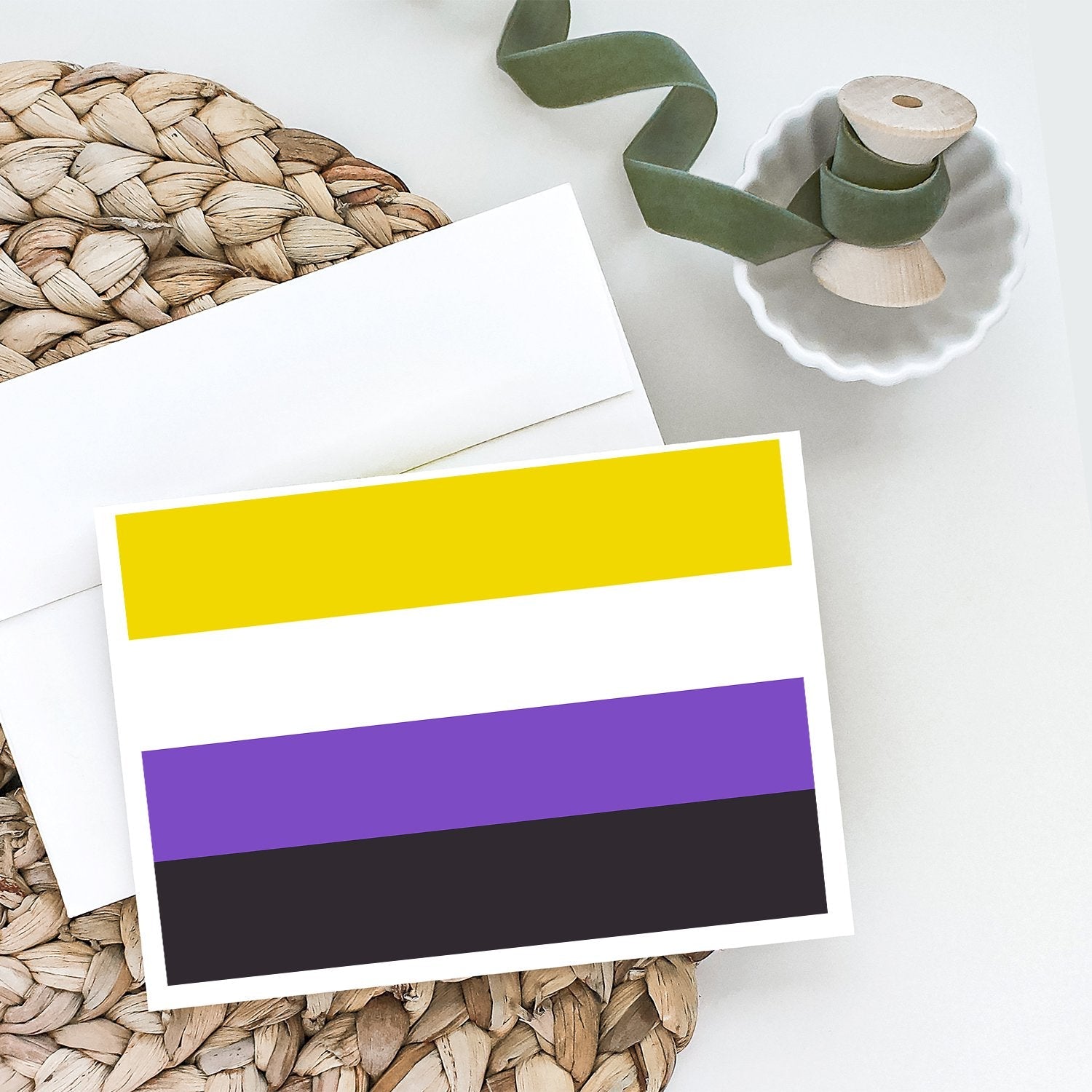Nonbinary Pride Greeting Cards Pack of 8 Blank Cards with Envelopes Whimsical A7 Size 5x7