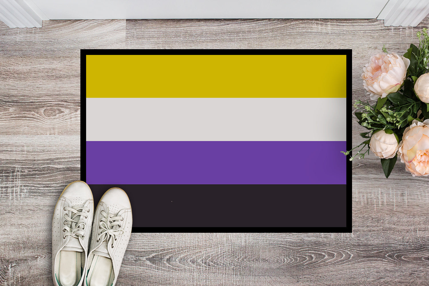 Nonbinary Pride Doormat Indoor Outdoor 24H X 36W Front Door Mat Rugs for Entryway, Non Slip Washable Low Pile,