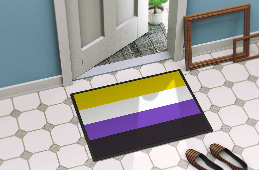 Nonbinary Pride Doormat Indoor Outdoor 24H X 36W Front Door Mat Rugs for Entryway, Non Slip Washable Low Pile,