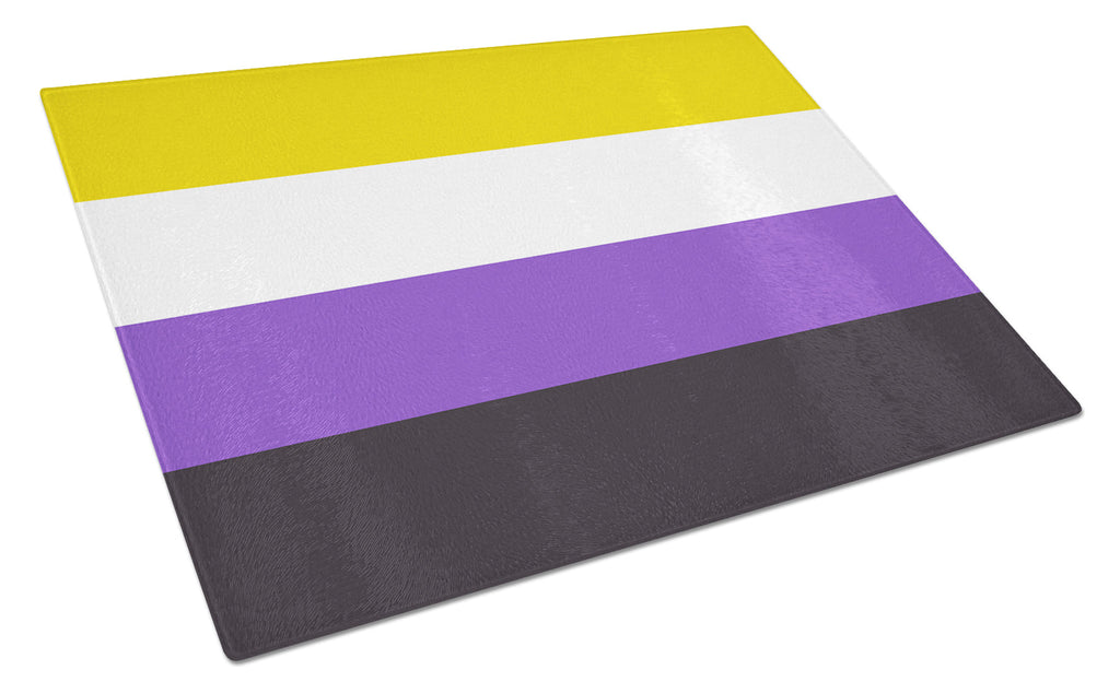 Nonbinary Pride Cutting Board Tempered Glass Kitchen Cutting Surface, Heat Resistant Chopping, Non-Slip Feet, Food Prep & Serving