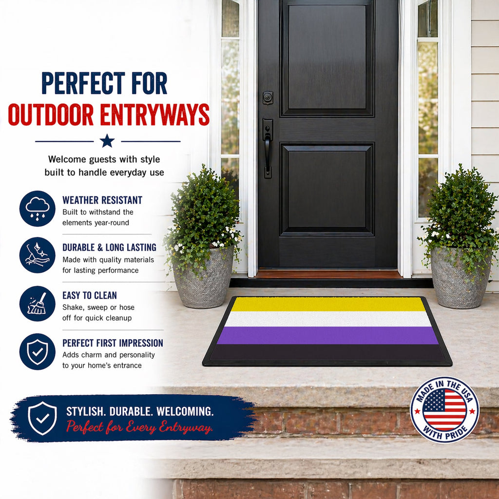 Nonbinary Pride Doormat Indoor Outdoor 18H X 27W Front Door Mat Rugs for Entryway, Non Slip Washable