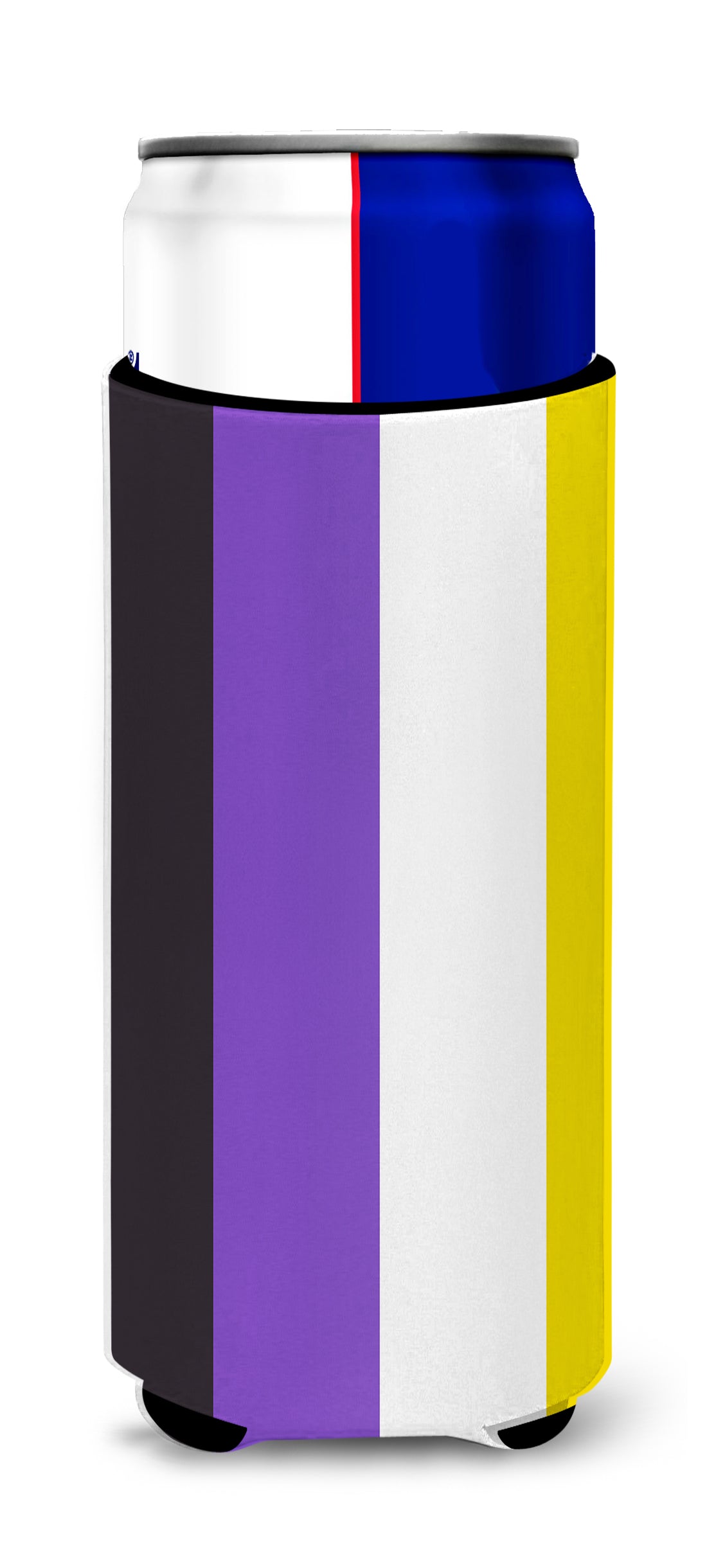 Nonbinary Pride Slim Can Hugger , Insulated Foam Hugger for 12 oz Slim Cans, Beer Bottles & Water Bottles, Printed in USA