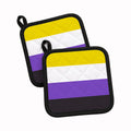 Nonbinary Pride Pot Holder Set of 2 Heat Resistant Quilted Hot Pads 7.5 x 7.5 Inch, Insulated Kitchen Trivets for Cooking & Baking