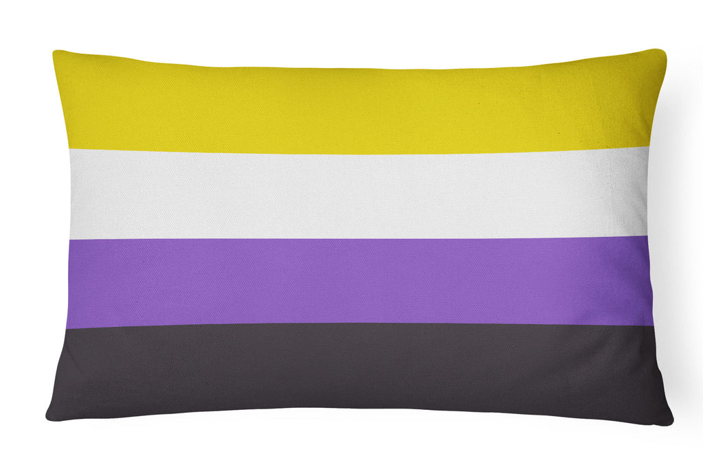 Nonbinary Pride Decorative Throw Pillow 12x16 Indoor Outdoor Accent Cushion, Fabric Cover with Insert for Sofa, Bed, Porch & Living Room