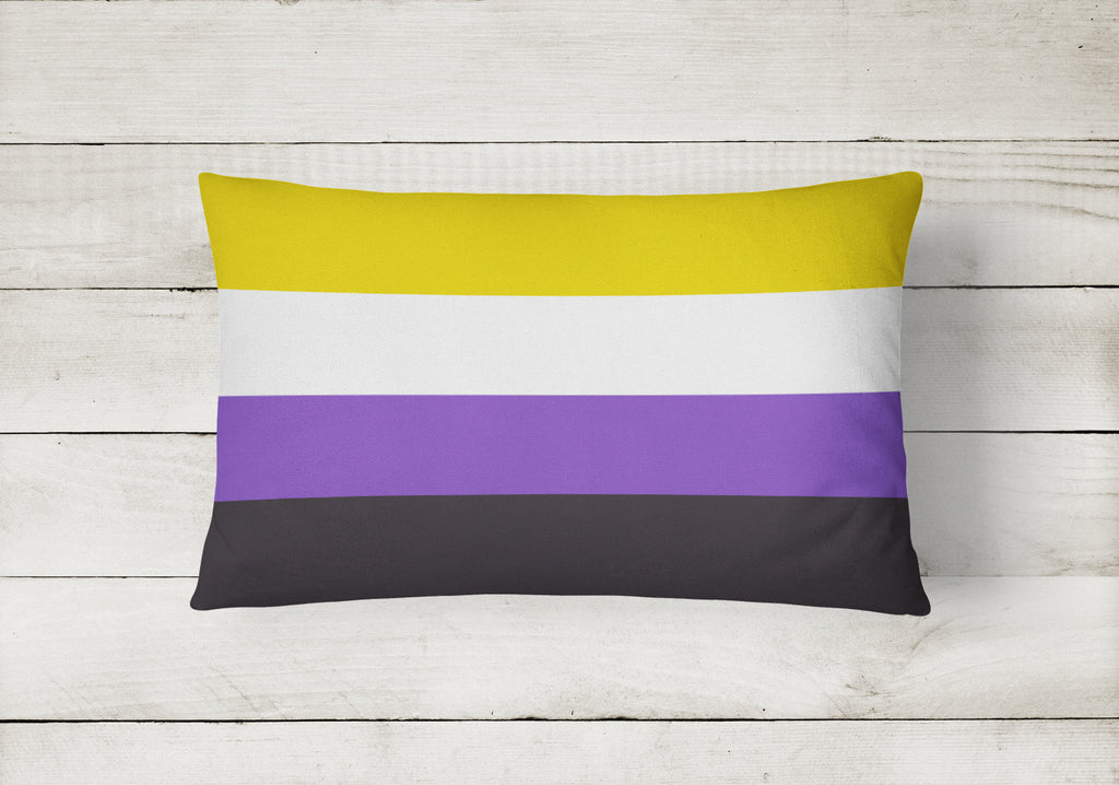 Nonbinary Pride Decorative Throw Pillow 12x16 Indoor Outdoor Accent Cushion, Fabric Cover with Insert for Sofa, Bed, Porch & Living Room