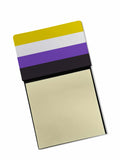 Nonbinary Pride Watercolor Sticky Note Holder Refillable Dispenser Desk Accessory 3x3 Pad Gift