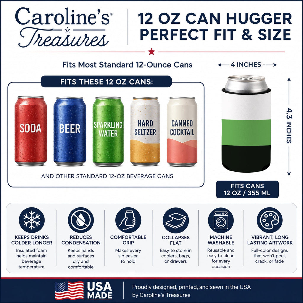 Neutrois Pride Can or Bottle Hugger Cooler Sleeve for Standard 12 oz Cans, Insulated Foam Beer & Soda Can Hugger Reusable