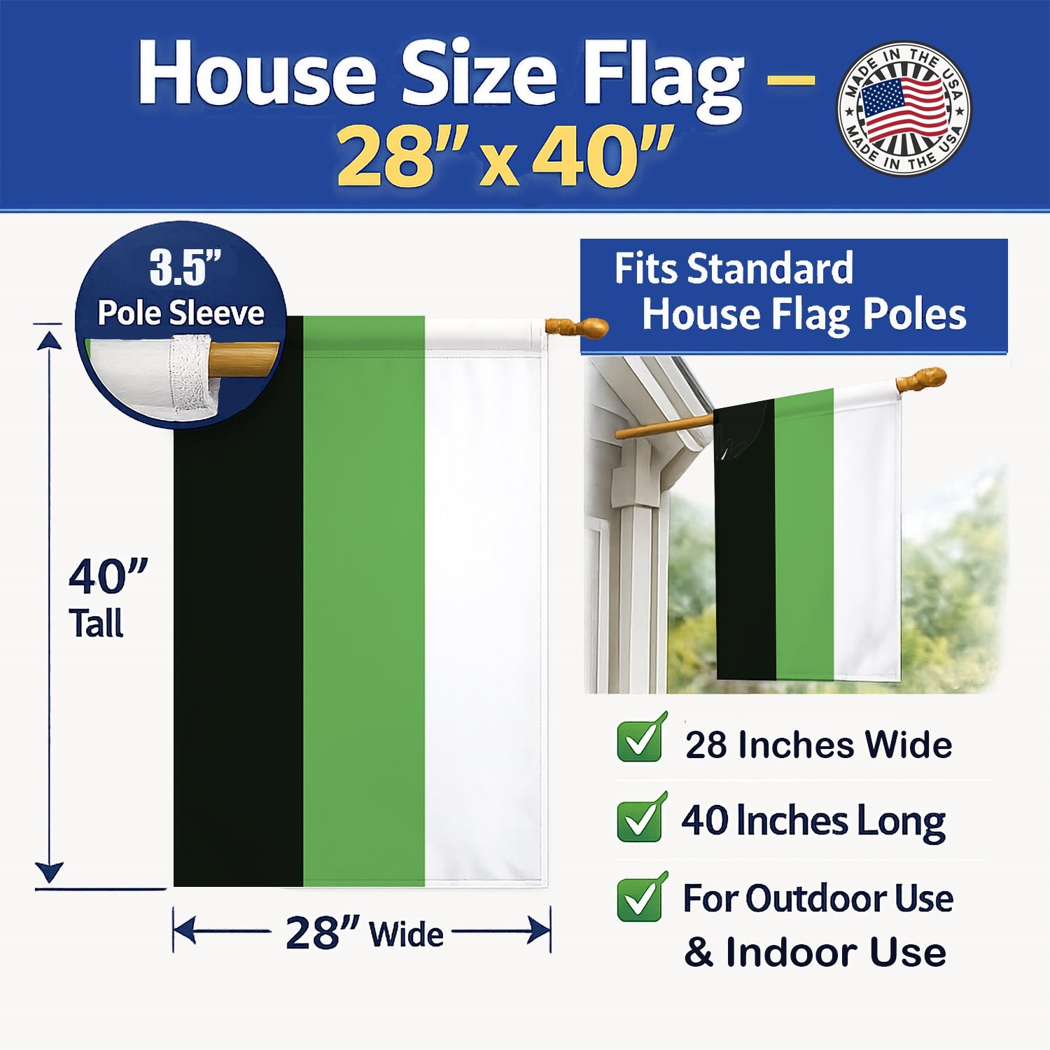 Neutrois Pride House Flag 28x40 Porch Sleeve Pole Decorative Outside Yard Banner Artwork Wall Hanging, Polyester