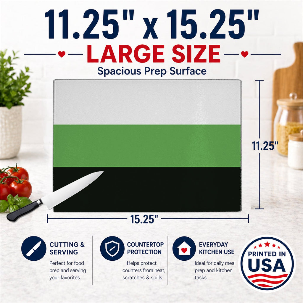 Neutrois Pride Cutting Board Tempered Glass Kitchen Cutting Surface, Heat Resistant Chopping, Non-Slip Feet, Food Prep & Serving