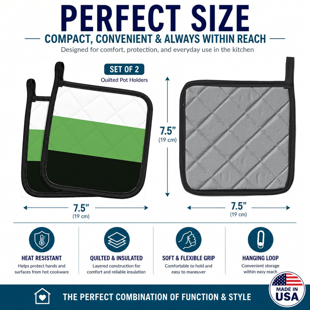 Neutrois Pride Pot Holder Set of 2 Heat Resistant Quilted Hot Pads 7.5 x 7.5 Inch, Insulated Kitchen Trivets for Cooking & Baking