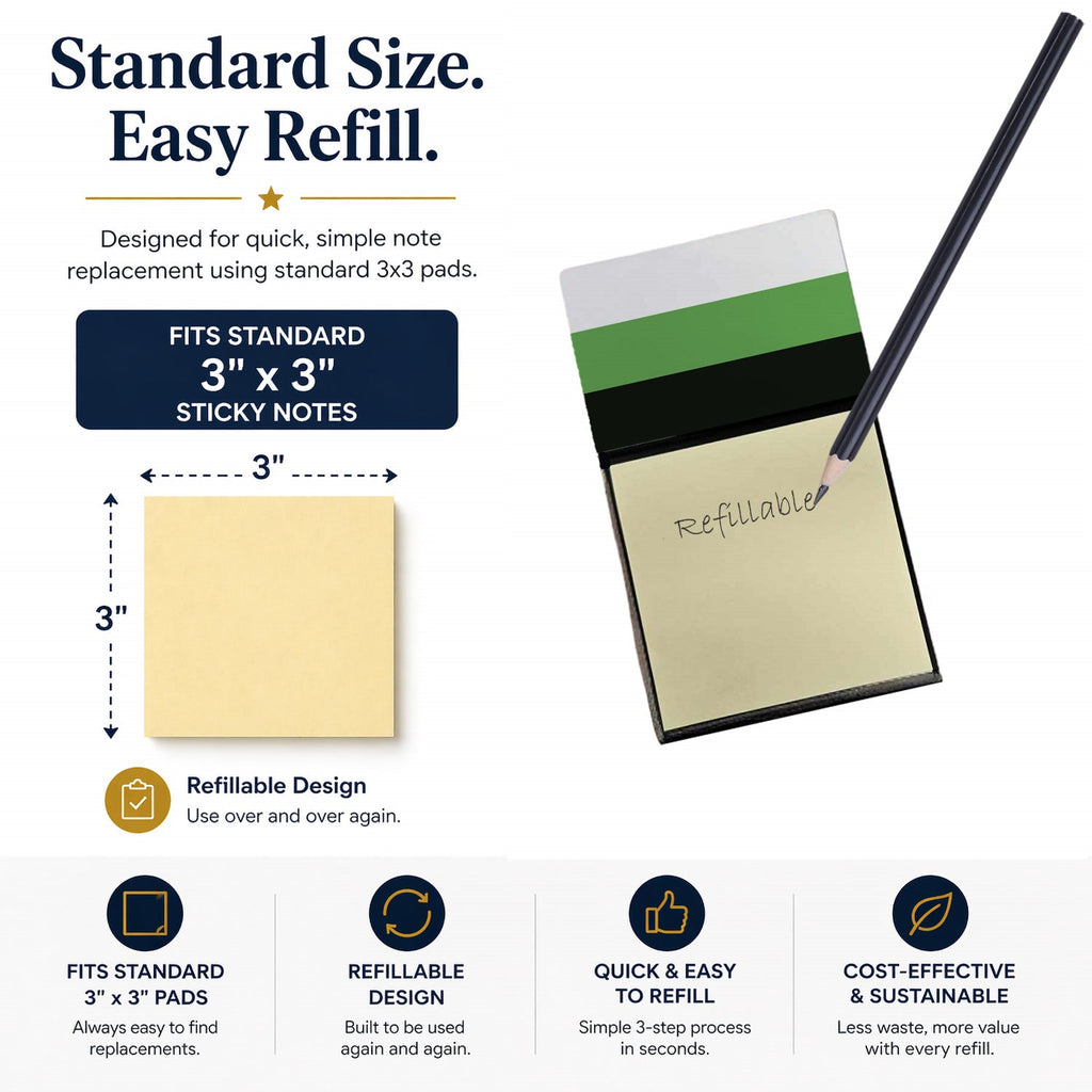 Neutrois Pride Watercolor Sticky Note Holder Refillable Dispenser Desk Accessory 3x3 Pad Gift