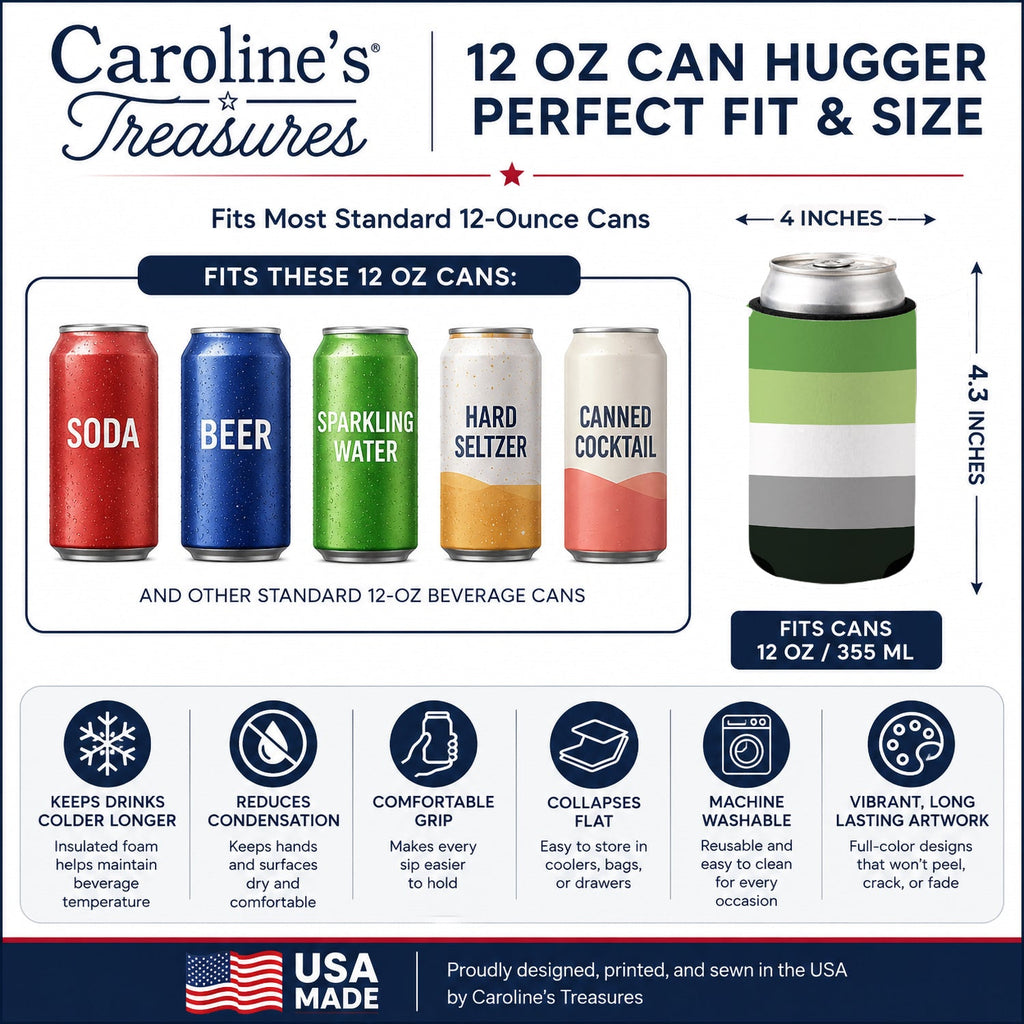 Aronmantic Pride Can or Bottle Hugger Cooler Sleeve for Standard 12 oz Cans, Insulated Foam Beer & Soda Can Hugger Reusable