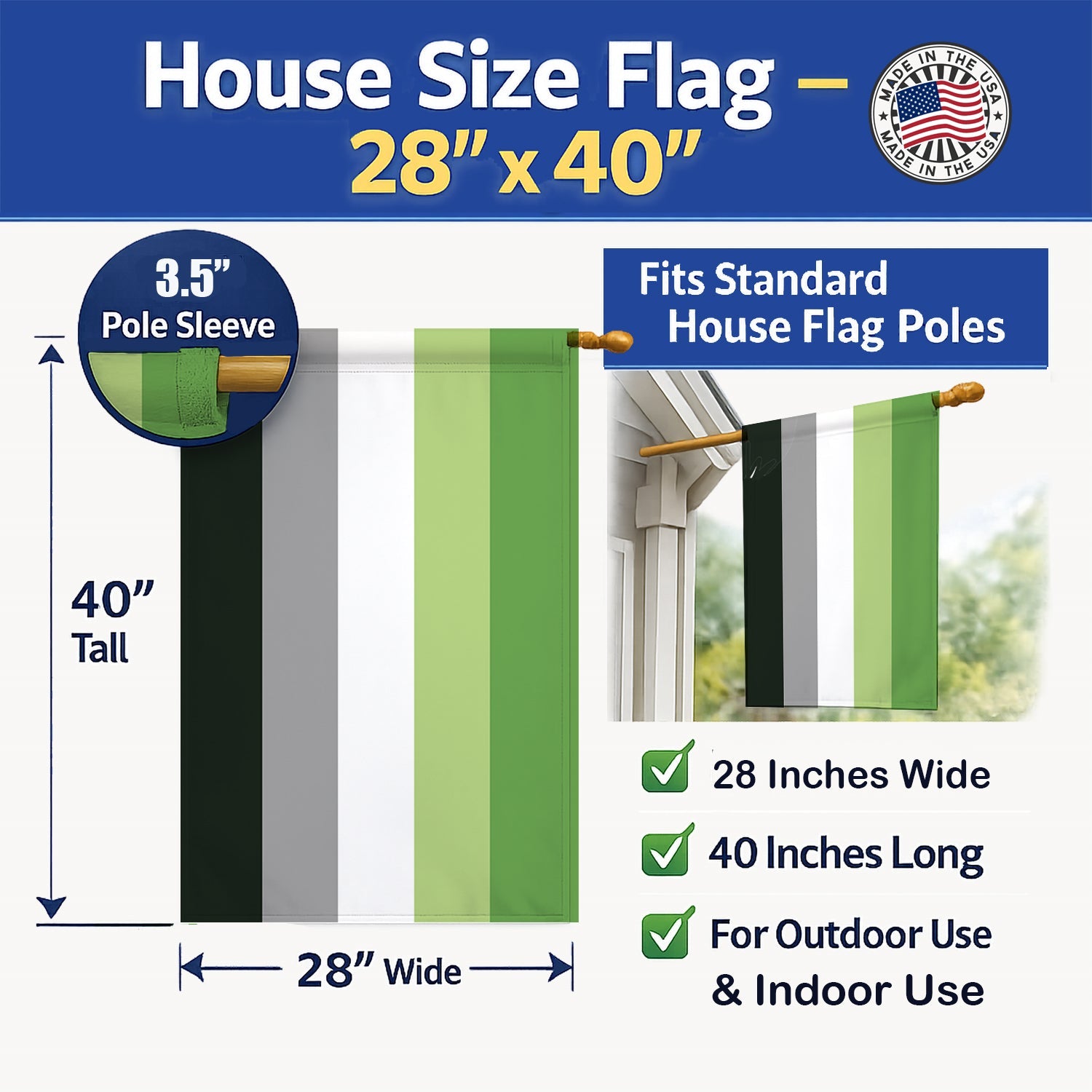 Aronmantic Pride House Flag 28x40 Porch Sleeve Pole Decorative Outside Yard Banner Artwork Wall Hanging, Polyester