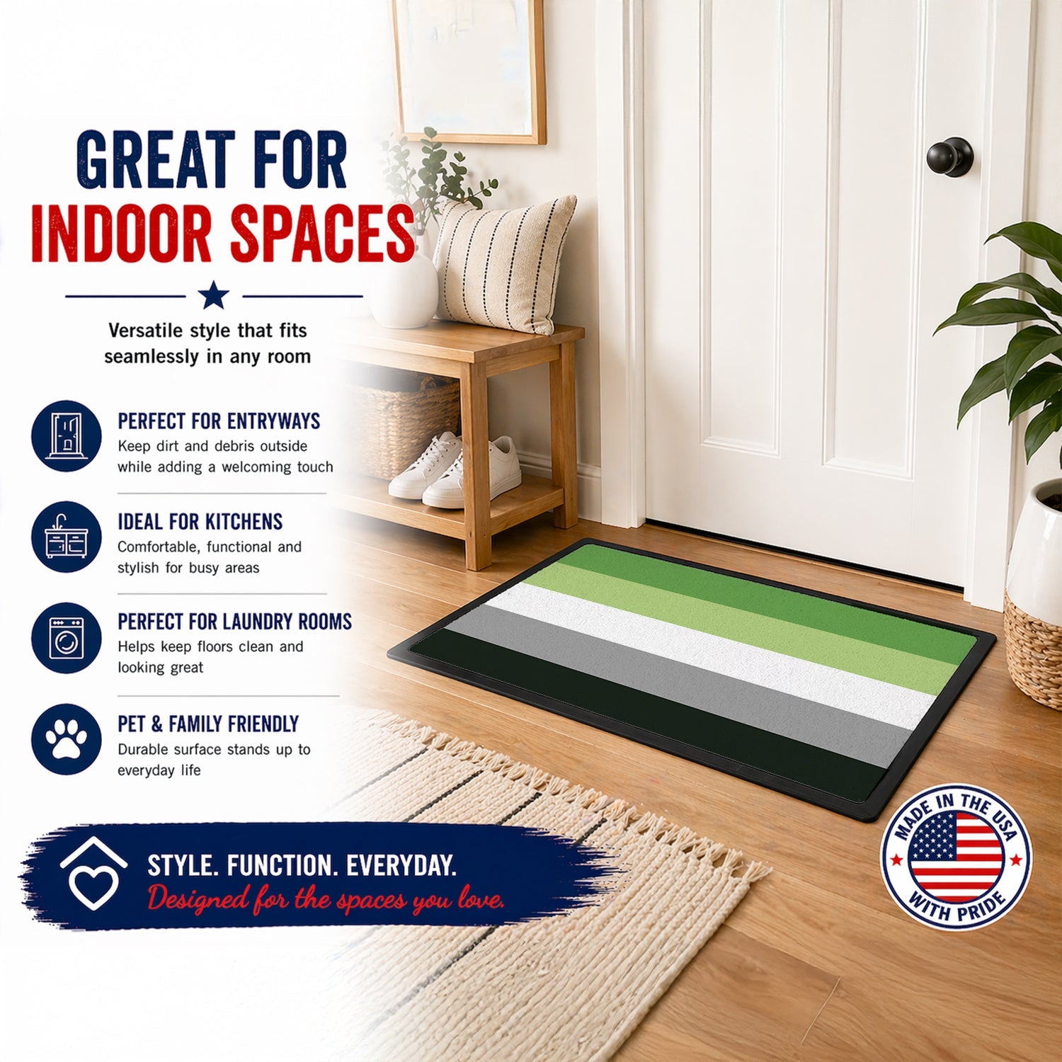 Aronmantic Pride Doormat Indoor Outdoor 18H X 27W Front Door Mat Rugs for Entryway, Non Slip Washable