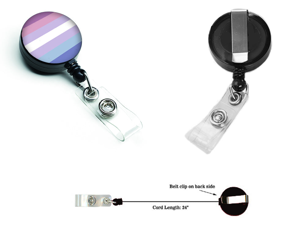 Bigender Pride Retractable Badge Reel for Nurses ID Badge Holder with Clip Retractable Employee Badge Holder, Belt Clip