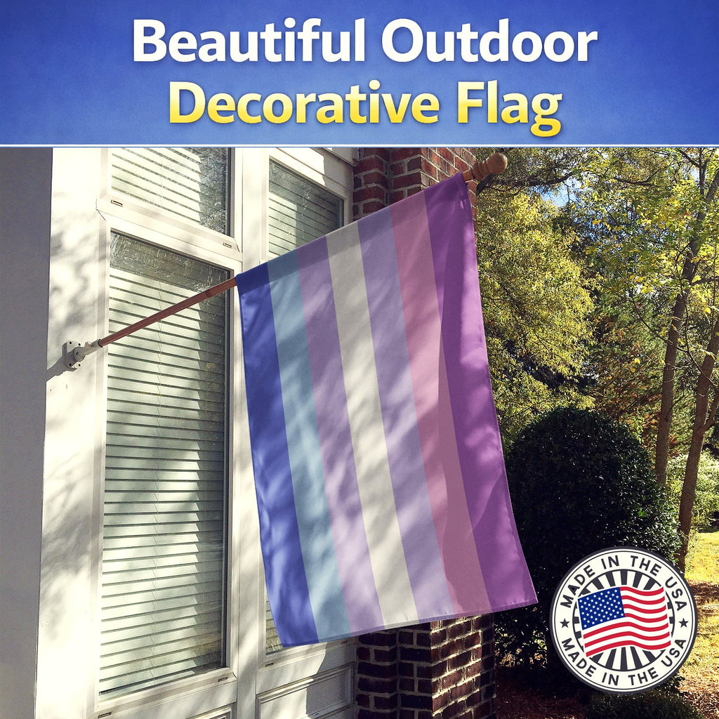 Bigender Pride House Flag 28x40 Porch Sleeve Pole Decorative Outside Yard Banner Artwork Wall Hanging, Polyester