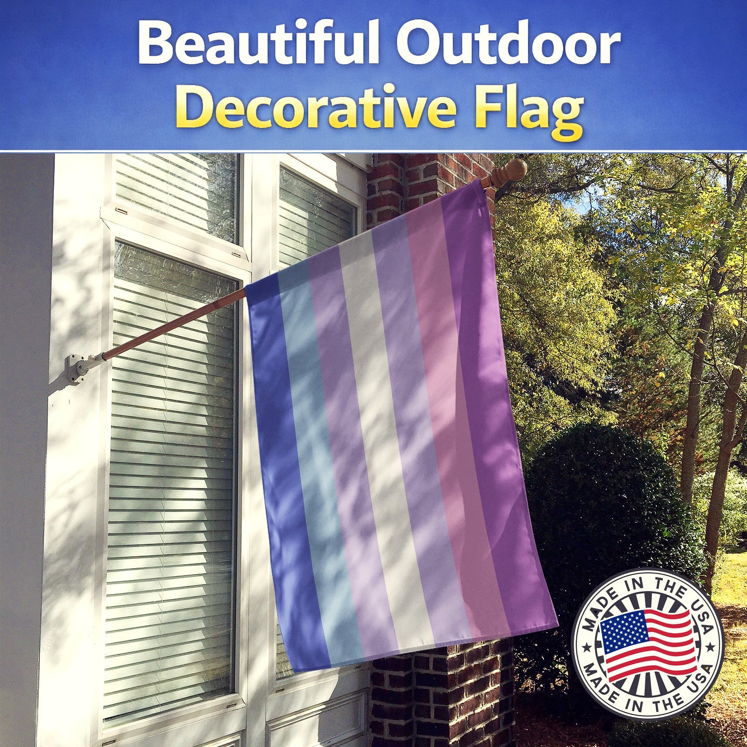 Bigender Pride House Flag 28x40 Porch Sleeve Pole Decorative Outside Yard Banner Artwork Wall Hanging, Polyester