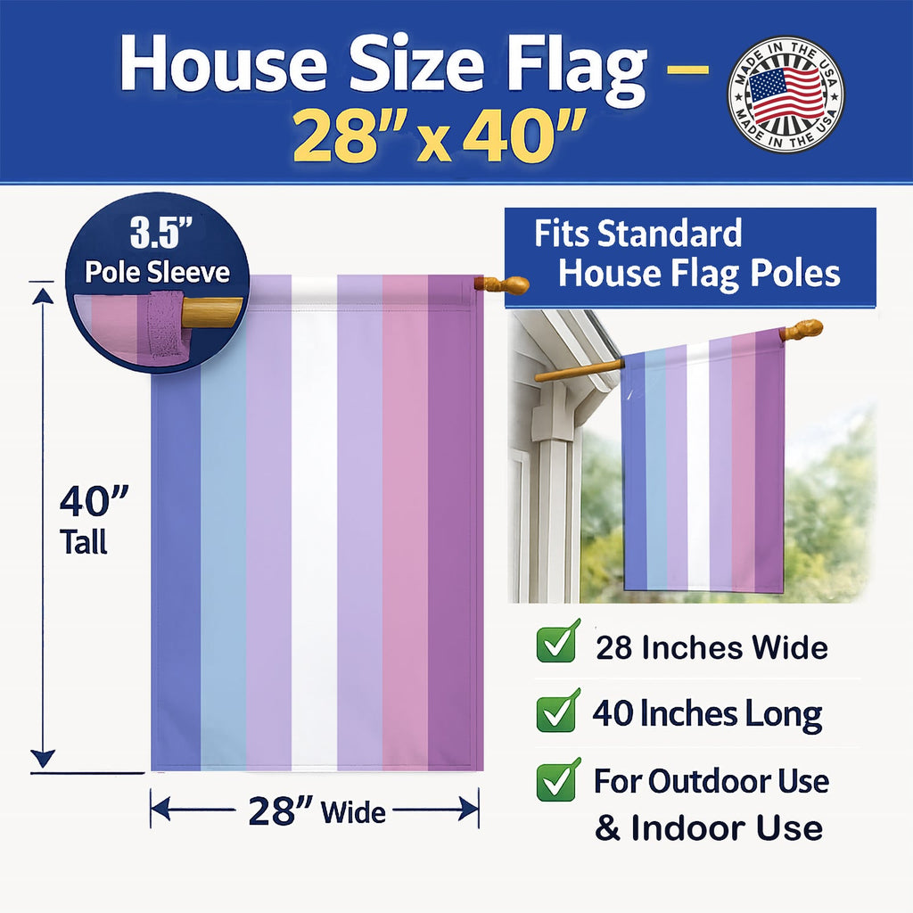 Bigender Pride House Flag 28x40 Porch Sleeve Pole Decorative Outside Yard Banner Artwork Wall Hanging, Polyester