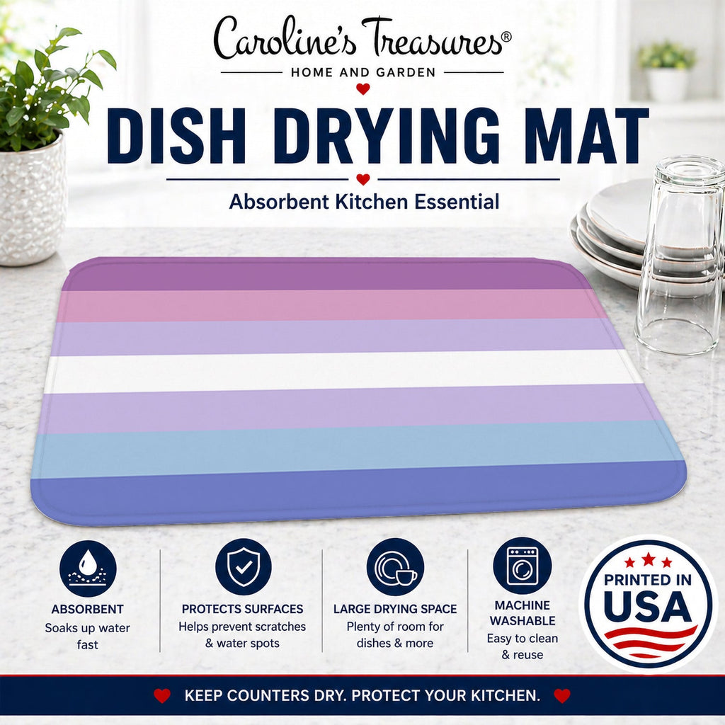 Bigender Pride Dish Drying Mat Absorbent Dish Drying Mat Pad for Kitchen Counter Dish Drainer Mat for Countertop, 14 x 21", Multicolor