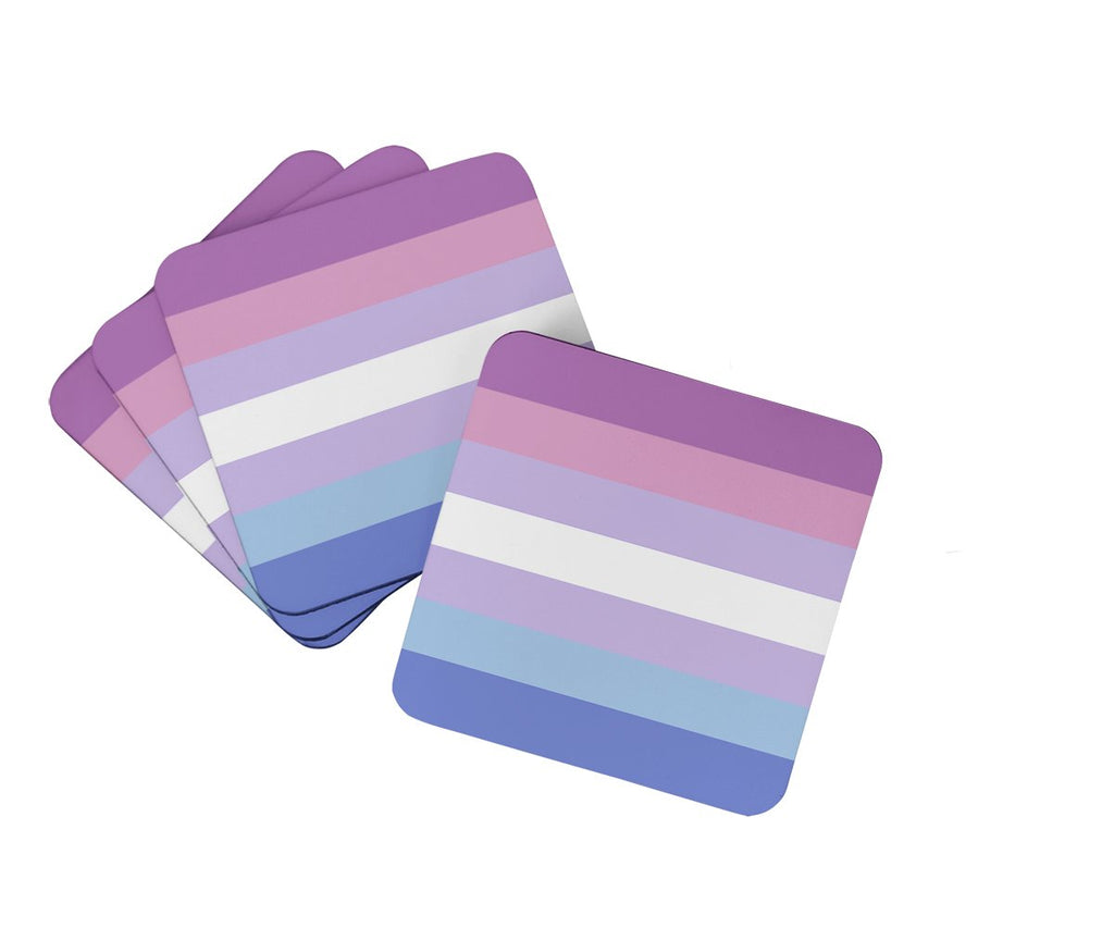 Bigender Pride Foam Coasters Set of 4 Cup Coasters for Indoor Outdoor, Tabletop Protection, Anti Slip, Mouse pad Material