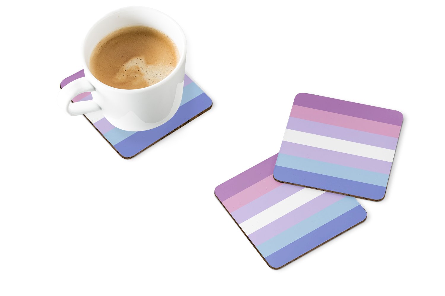 Bigender Pride Foam Coasters Set of 4 Cup Coasters for Indoor Outdoor, Tabletop Protection, Anti Slip, Mouse pad Material