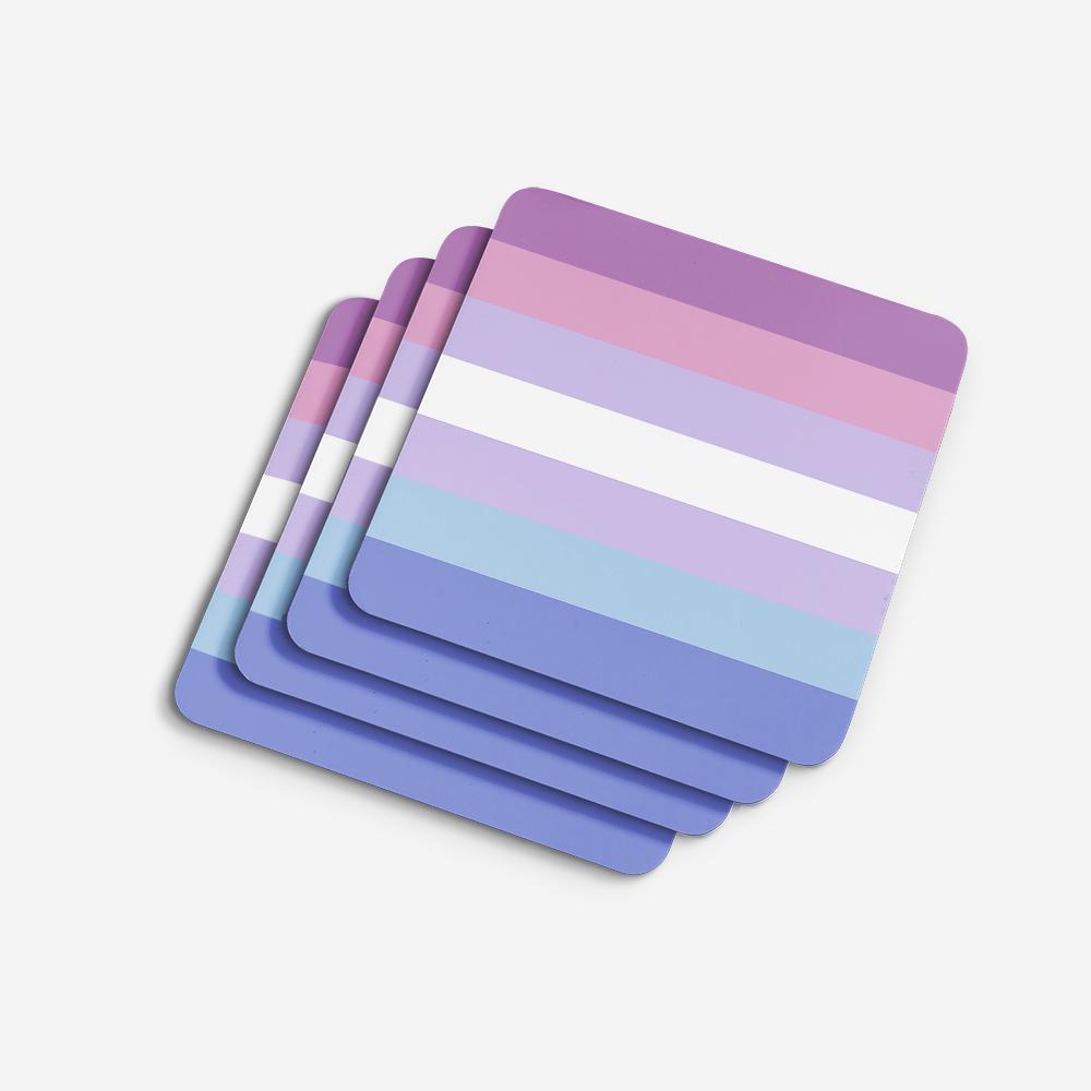Bigender Pride Foam Coasters Set of 4 Cup Coasters for Indoor Outdoor, Tabletop Protection, Anti Slip, Mouse pad Material