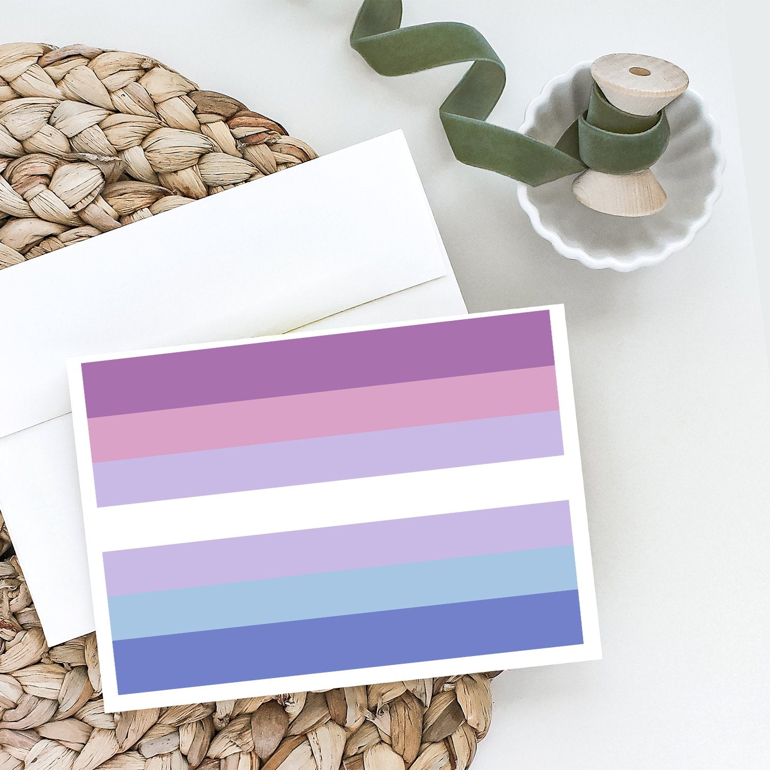 Bigender Pride Greeting Cards Pack of 8 Blank Cards with Envelopes Whimsical A7 Size 5x7