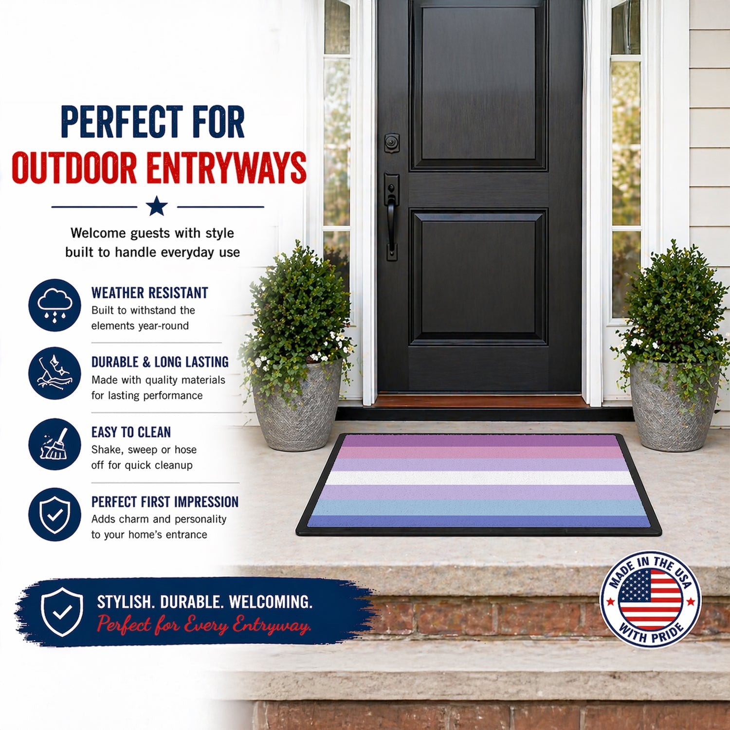 Bigender Pride Doormat Indoor Outdoor 18H X 27W Front Door Mat Rugs for Entryway, Non Slip Washable