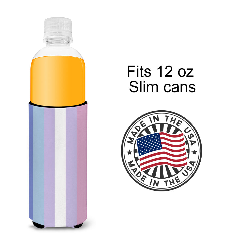 Bigender Pride Slim Can Hugger , Insulated Foam Hugger for 12 oz Slim Cans, Beer Bottles & Water Bottles, Printed in USA