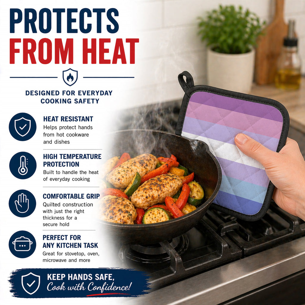 Bigender Pride Pot Holder Set of 2 Heat Resistant Quilted Hot Pads 7.5 x 7.5 Inch, Insulated Kitchen Trivets for Cooking & Baking