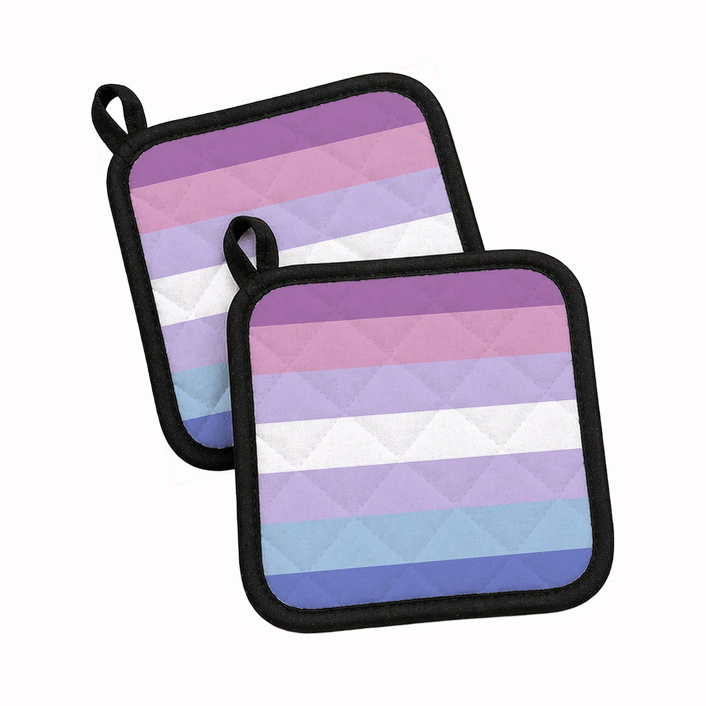 Bigender Pride Pot Holder Set of 2 Heat Resistant Quilted Hot Pads 7.5 x 7.5 Inch, Insulated Kitchen Trivets for Cooking & Baking