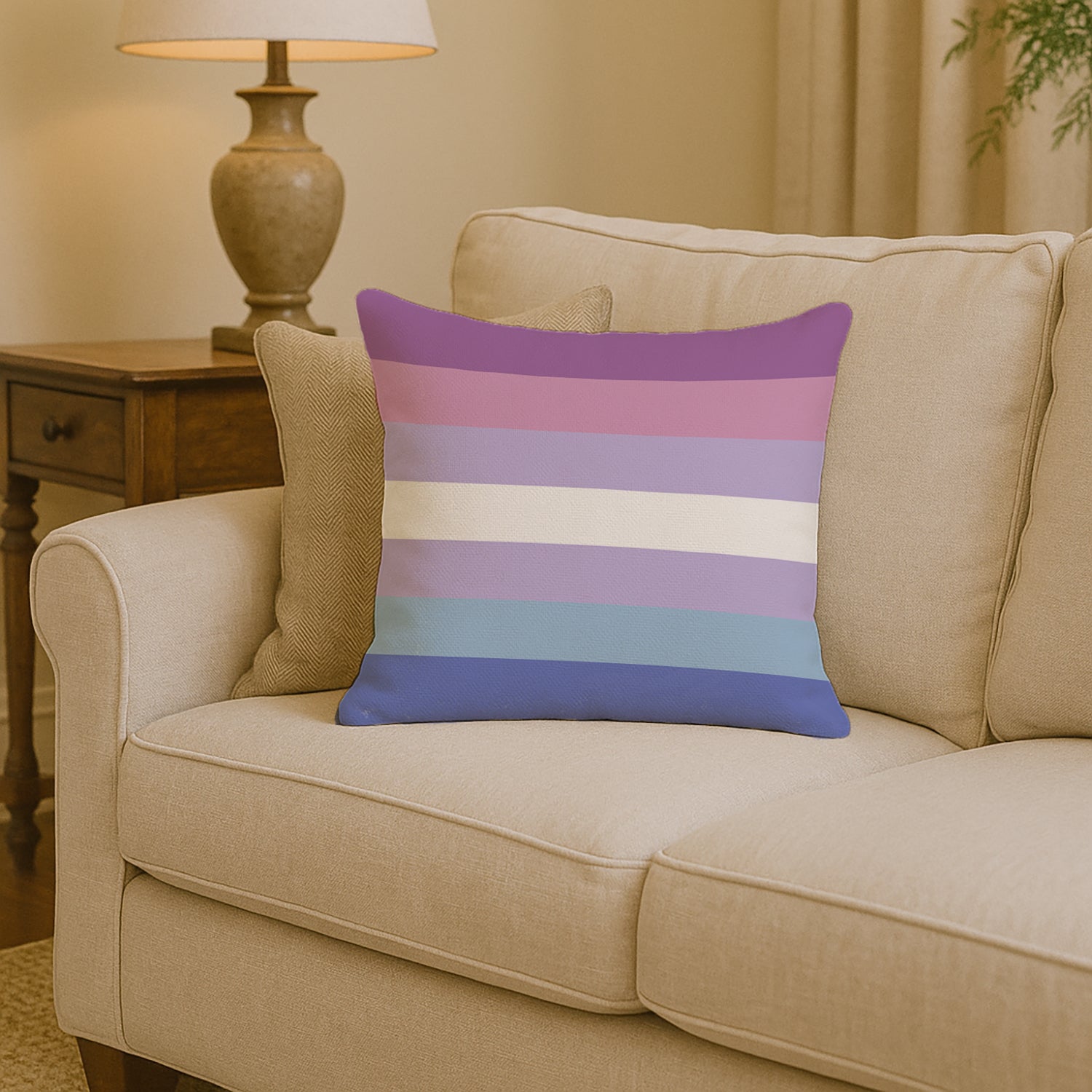 Bigender Pride Decorative Throw Pillow 14x14 Indoor Outdoor Accent Cushion, Fabric Cover with Insert for Sofa, Bed, Porch & Living Room