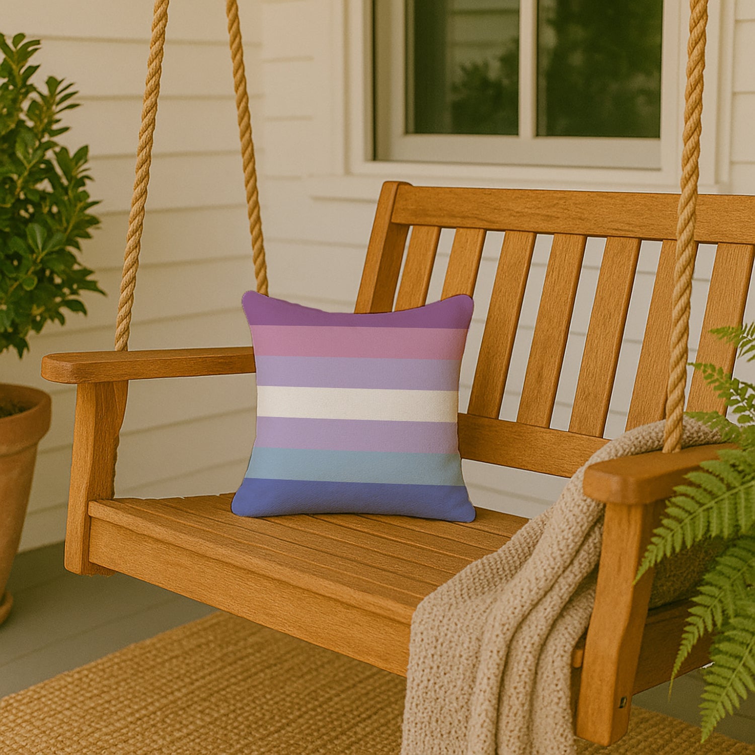 Bigender Pride Decorative Throw Pillow 14x14 Indoor Outdoor Accent Cushion, Fabric Cover with Insert for Sofa, Bed, Porch & Living Room