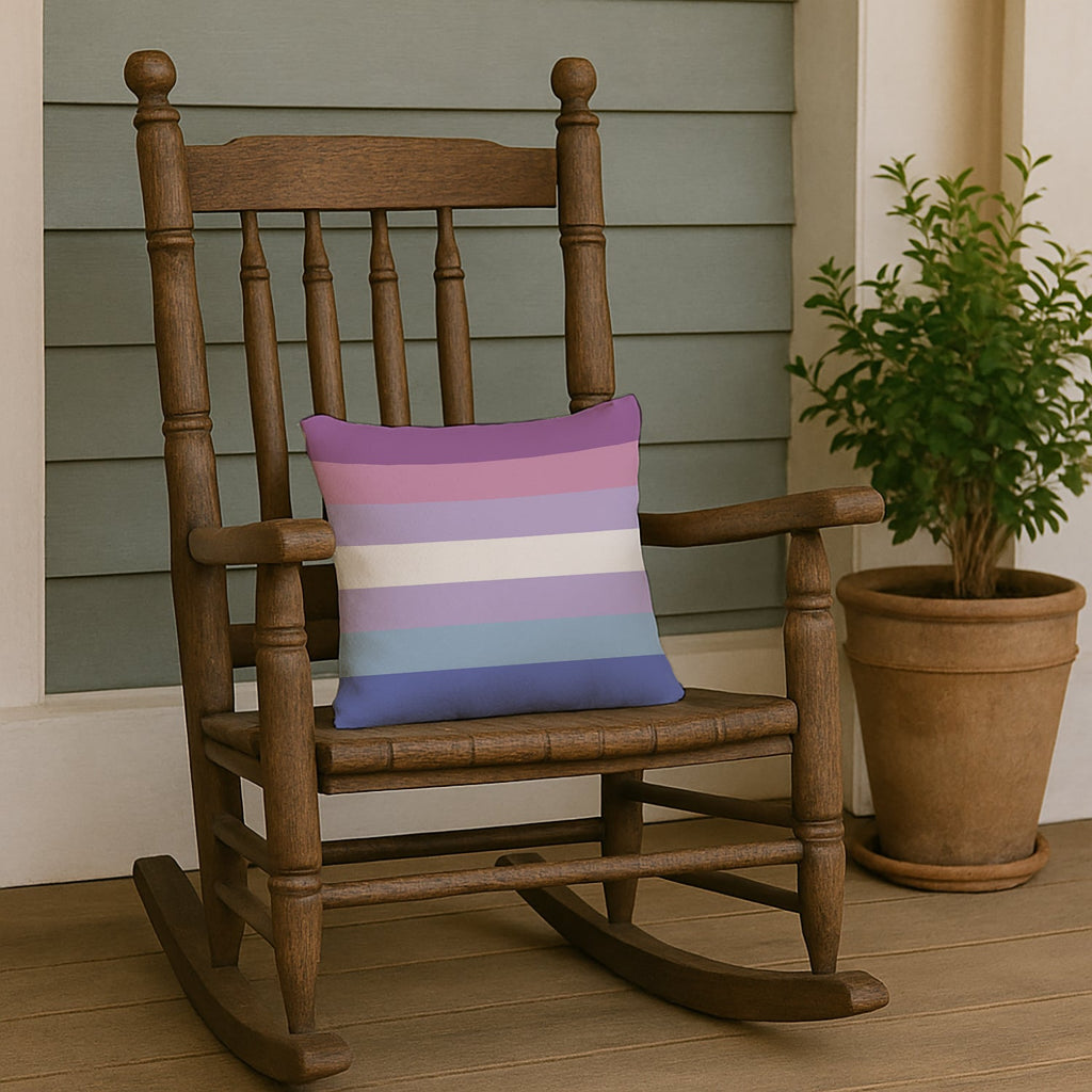 Bigender Pride Decorative Throw Pillow 14x14 Indoor Outdoor Accent Cushion, Fabric Cover with Insert for Sofa, Bed, Porch & Living Room