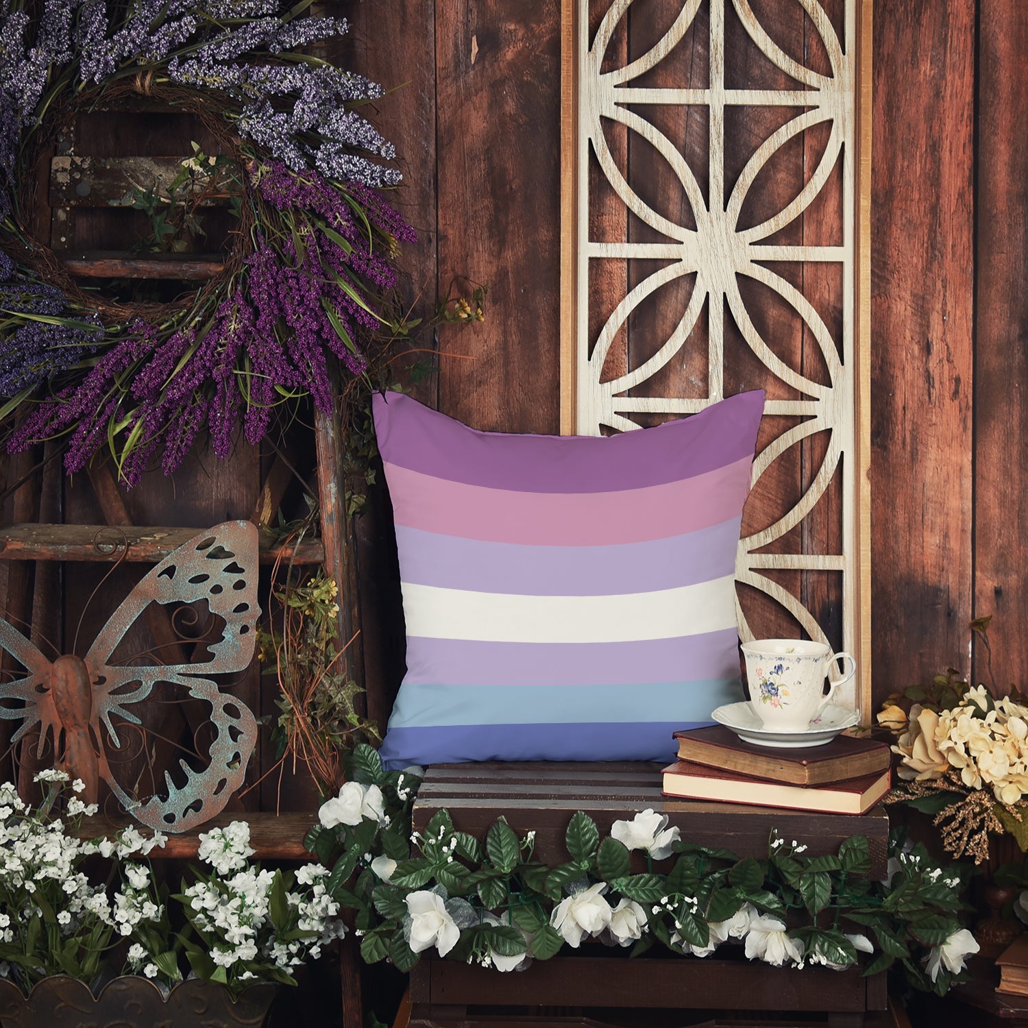 Bigender Pride Decorative Throw Pillow 14x14 Indoor Outdoor Accent Cushion, Fabric Cover with Insert for Sofa, Bed, Porch & Living Room