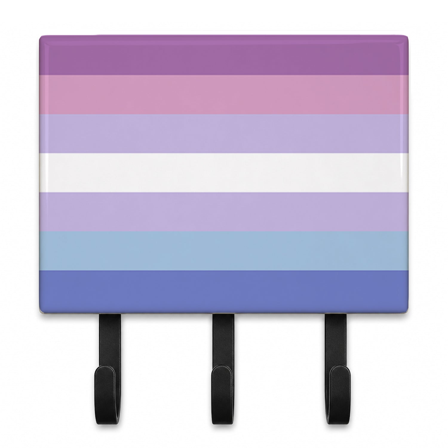 Bigender Pride Leash or Key Holder Wall Hooks, Coat Rack Wall Mount, for Hanging Keys, Towels, Aprons, Leashes