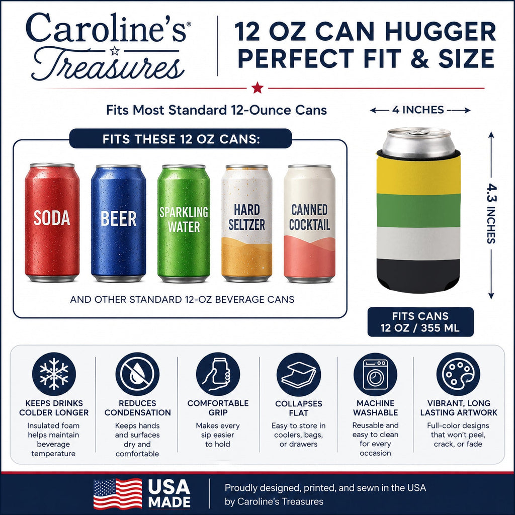 Skiliosexual Pride Can or Bottle Hugger Cooler Sleeve for Standard 12 oz Cans, Insulated Foam Beer & Soda Can Hugger Reusable