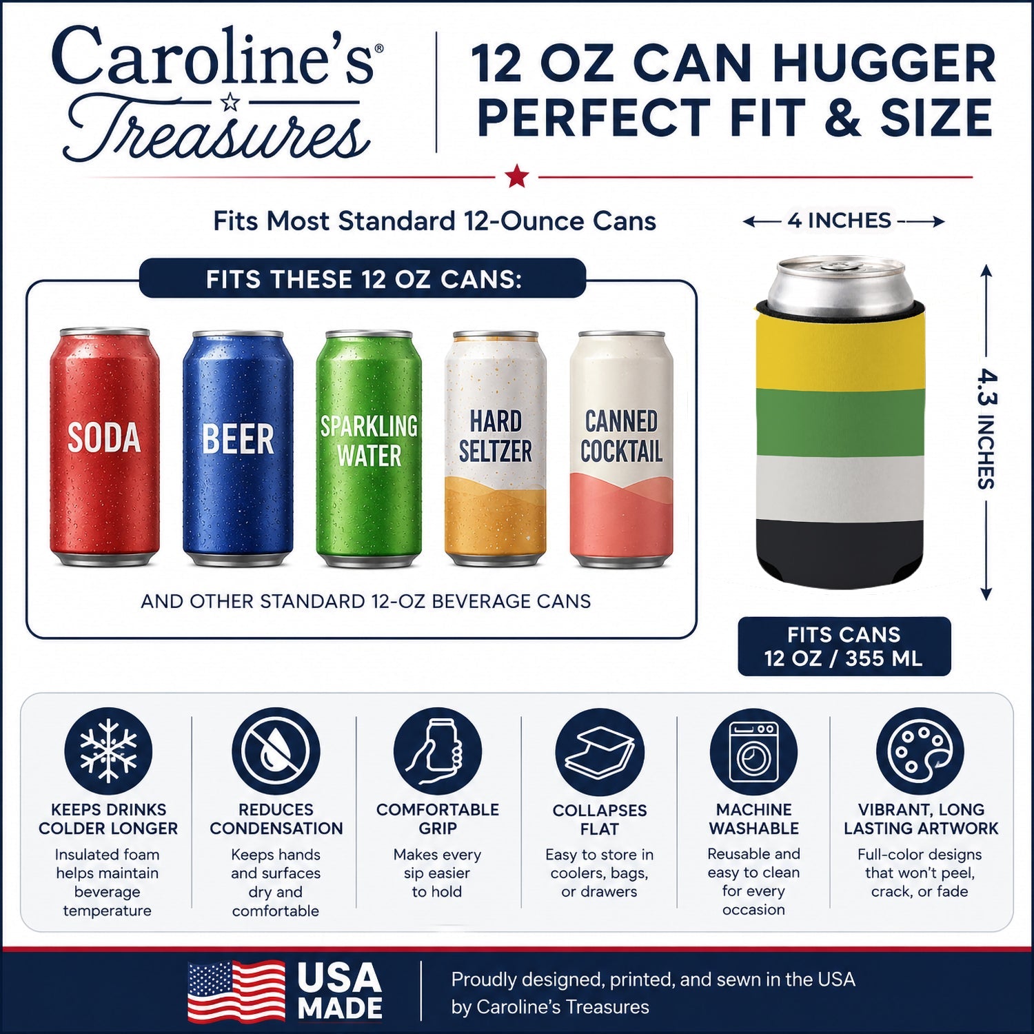 Skiliosexual Pride Can or Bottle Hugger Cooler Sleeve for Standard 12 oz Cans, Insulated Foam Beer & Soda Can Hugger Reusable