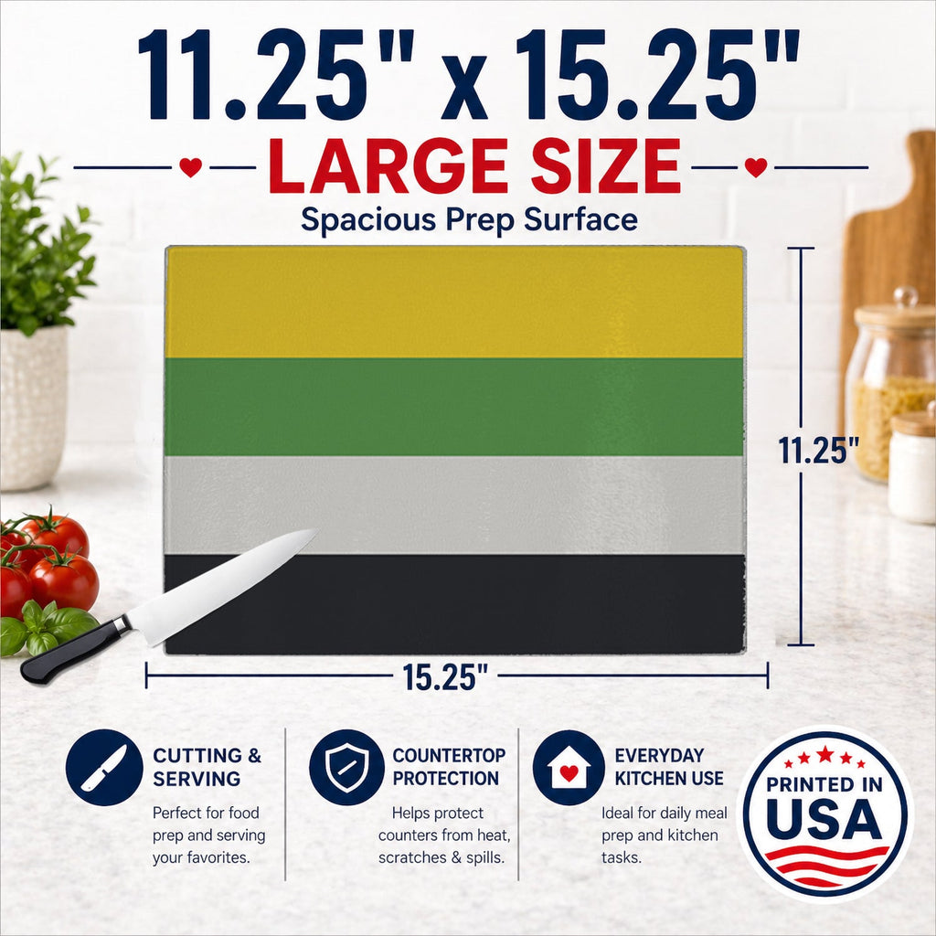 Skiliosexual Pride Cutting Board Tempered Glass Kitchen Cutting Surface, Heat Resistant Chopping, Non-Slip Feet, Food Prep & Serving