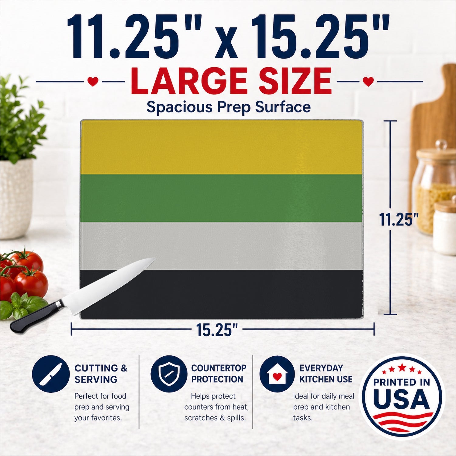 Skiliosexual Pride Cutting Board Tempered Glass Kitchen Cutting Surface, Heat Resistant Chopping, Non-Slip Feet, Food Prep & Serving