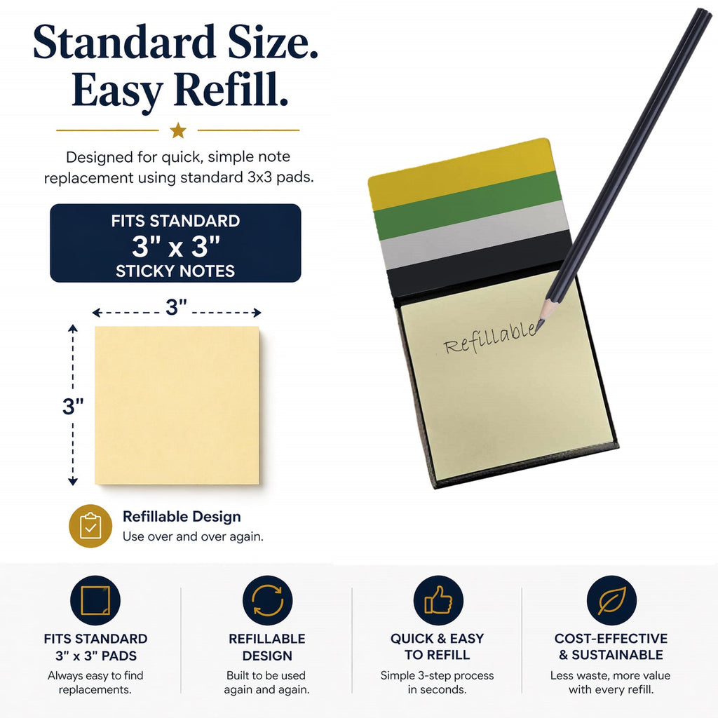 Skiliosexual Pride Watercolor Sticky Note Holder Refillable Dispenser Desk Accessory 3x3 Pad Gift