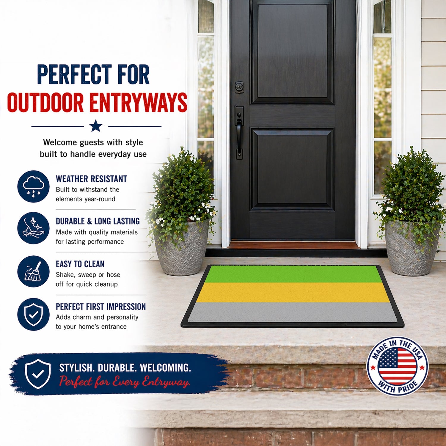 Lithromantic Pride Doormat Indoor Outdoor 18H X 27W Front Door Mat Rugs for Entryway, Non Slip Washable
