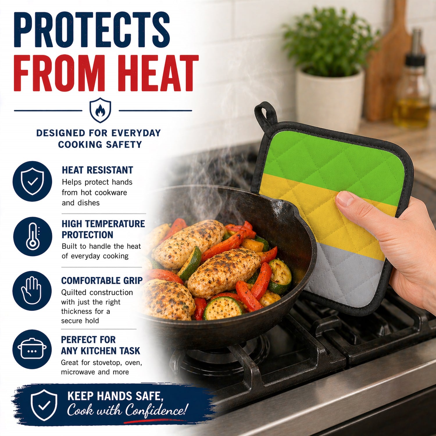 Lithromantic Pride Pot Holder Set of 2 Heat Resistant Quilted Hot Pads 7.5 x 7.5 Inch, Insulated Kitchen Trivets for Cooking & Baking