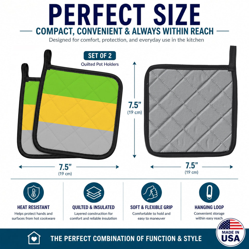 Lithromantic Pride Pot Holder Set of 2 Heat Resistant Quilted Hot Pads 7.5 x 7.5 Inch, Insulated Kitchen Trivets for Cooking & Baking