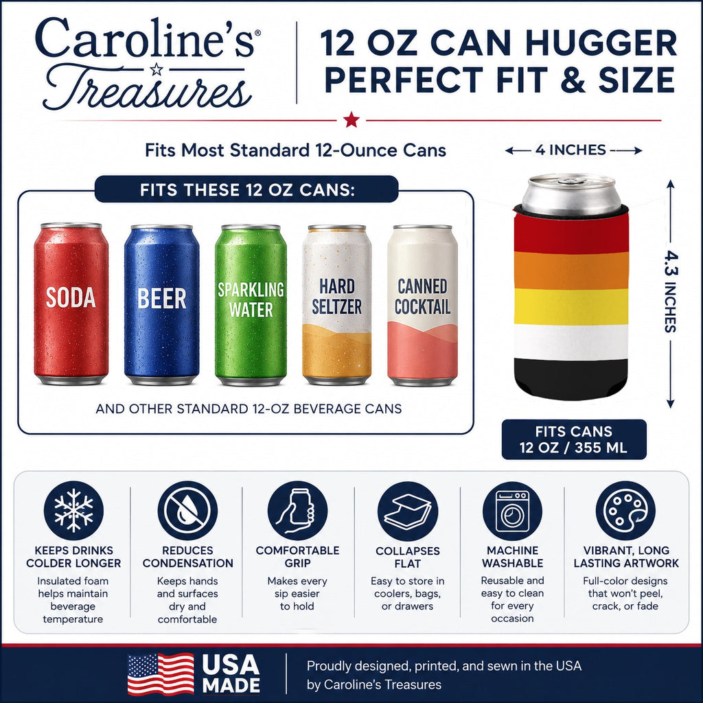 Lithsexual Pride Can or Bottle Hugger Cooler Sleeve for Standard 12 oz Cans, Insulated Foam Beer & Soda Can Hugger Reusable