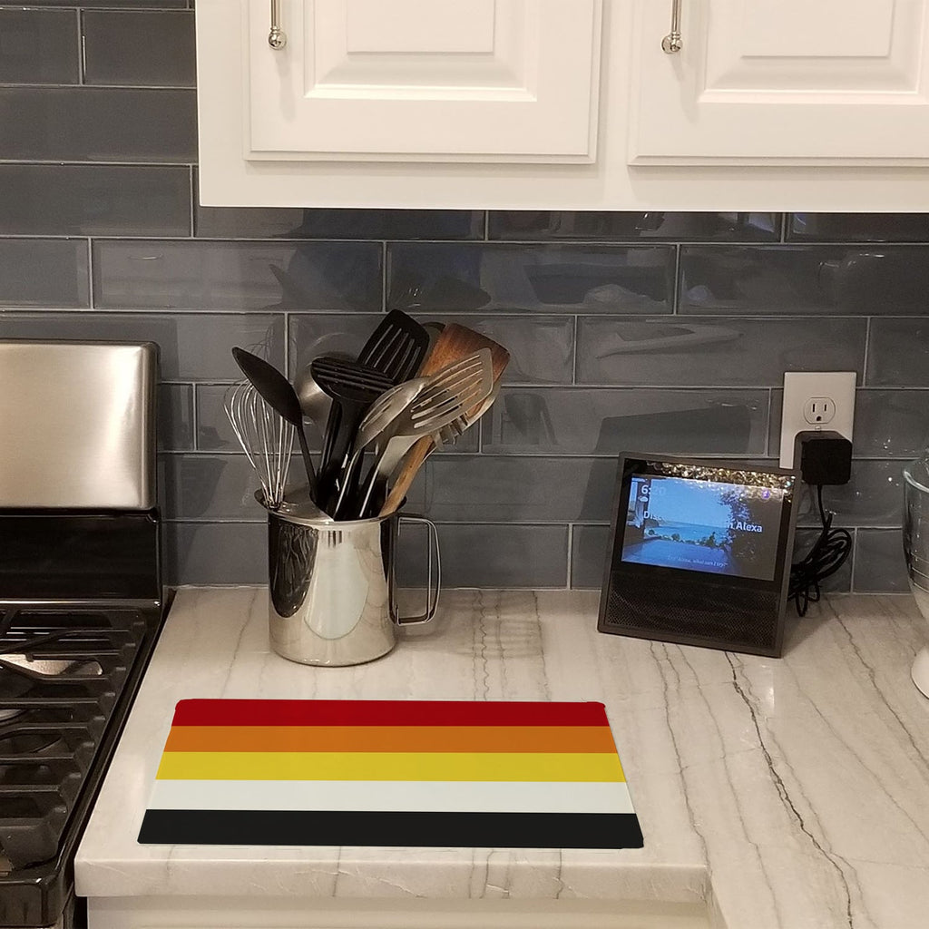 Lithsexual Pride Cutting Board Tempered Glass Kitchen Cutting Surface, Heat Resistant Chopping, Non-Slip Feet, Food Prep & Serving