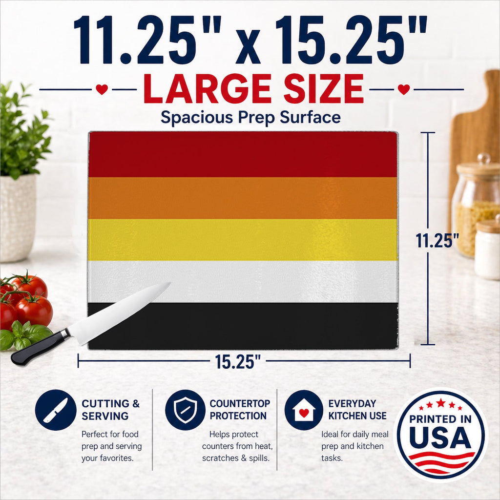 Lithsexual Pride Cutting Board Tempered Glass Kitchen Cutting Surface, Heat Resistant Chopping, Non-Slip Feet, Food Prep & Serving