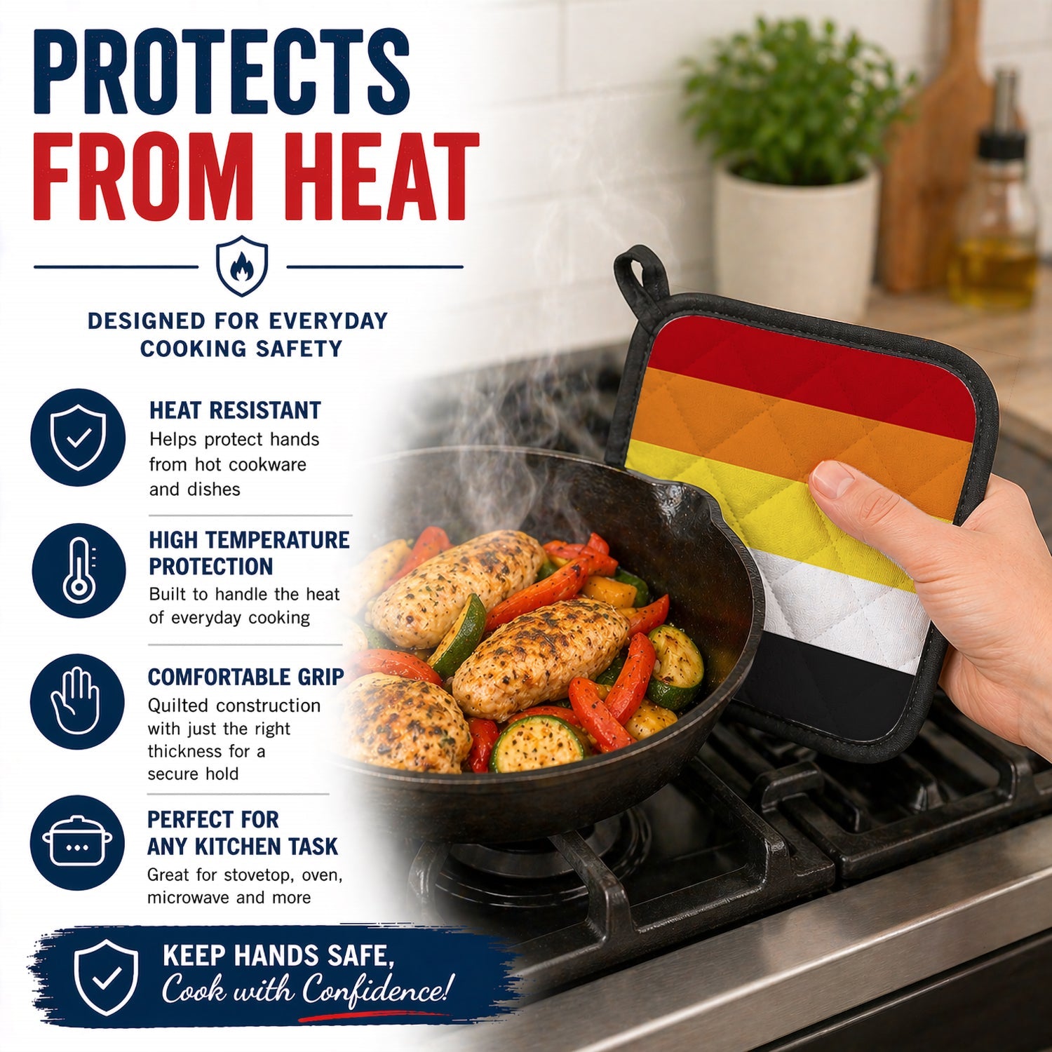 Lithsexual Pride Pot Holder Set of 2 Heat Resistant Quilted Hot Pads 7.5 x 7.5 Inch, Insulated Kitchen Trivets for Cooking & Baking