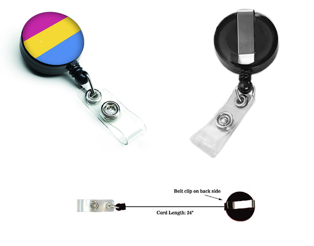 Pansexual Pride Retractable Badge Reel for Nurses ID Badge Holder with Clip Retractable Employee Badge Holder, Belt Clip
